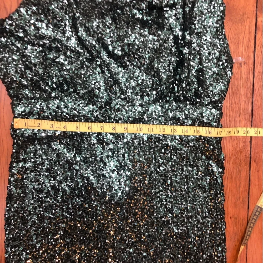 Fashion Nova Emerald Sequin Cowl Neck Mini Dress-NWT